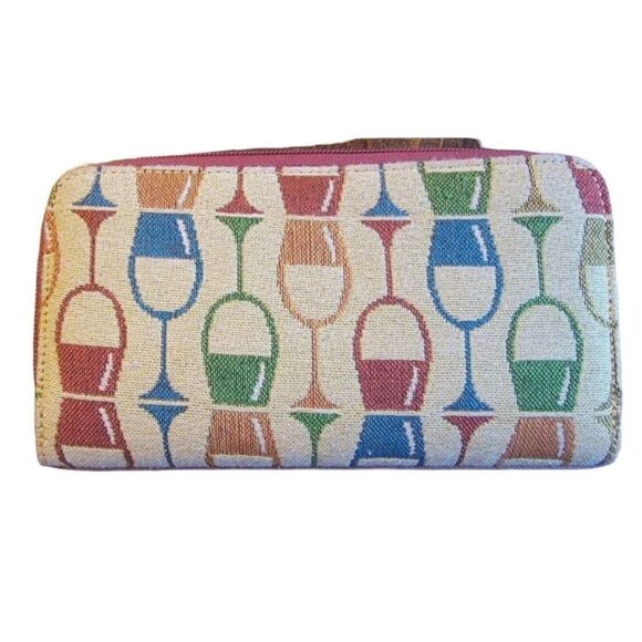 Wine Glass Themed Wallet Womens Gift Wallet Wine Club Zip Around Chris's Stuff - Picture 1 of 6